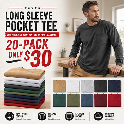 Men's Heavyweight Cotton Pocket T-Shirt – Relaxed Fit Everyday Casual Tee