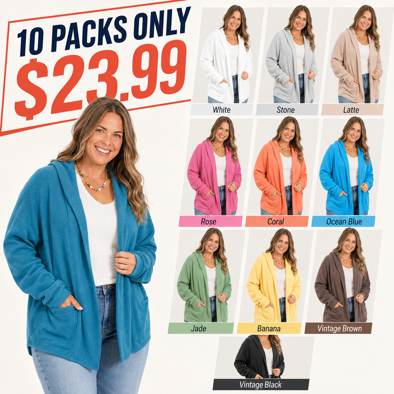 🔥 Cozy Campfire Relaxed Fit Hooded Cardigan with Pockets