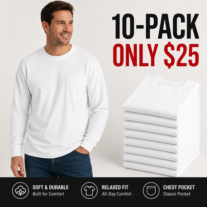 Men's Heavyweight Cotton Pocket T-Shirt – Relaxed Fit Everyday Casual Tee