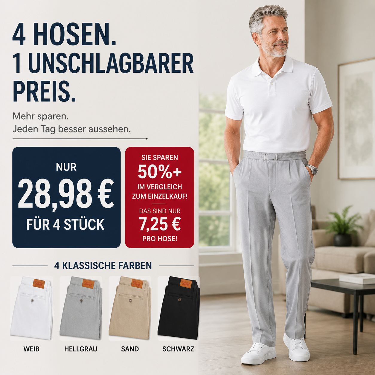 Flexible Komfort-Hose mit geradem Schnitt