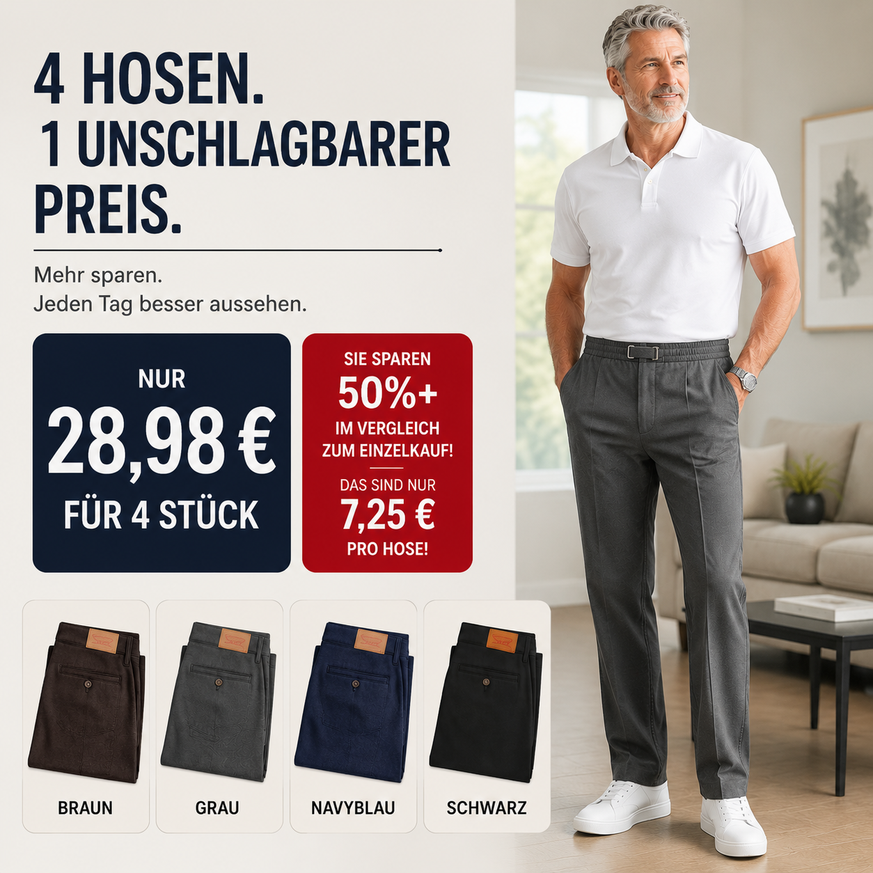 Flexible Komfort-Hose mit geradem Schnitt