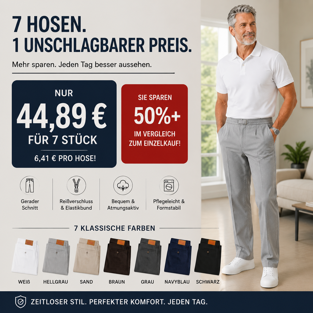 Flexible Komfort-Hose mit geradem Schnitt