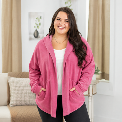 🔥 Cozy Campfire Relaxed Fit Hooded Cardigan with Pockets