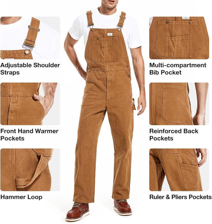 💝💝Last Day Promotion🔥Men's Denim Bib Overalls,  Workwear with Adjustable Straps and Convenient Tool Pockets